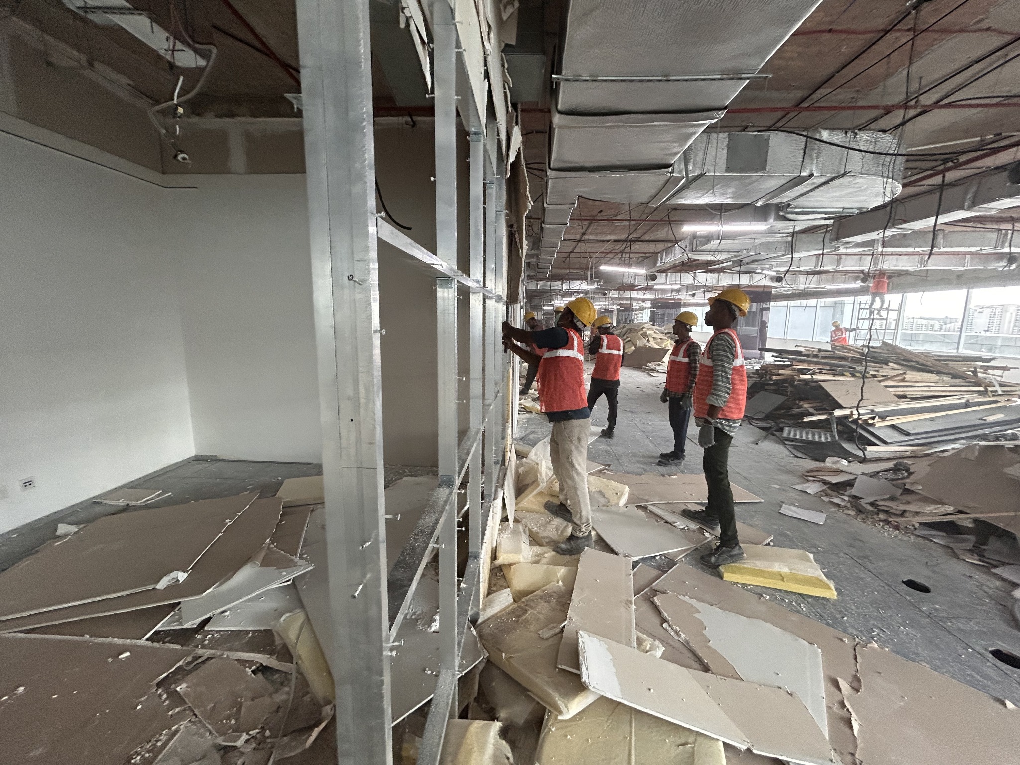 Dismantling crew at a commercial project